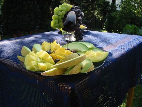 ananas, melon og druer
