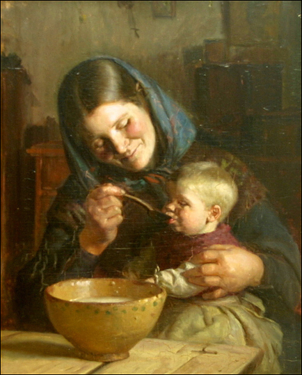 anna ancher, mor och barn, olja pa duk, 40 x 32 cm